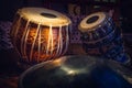 ethnic musical instrument tabla in the interior of the chill-out Royalty Free Stock Photo