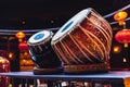 ethnic musical instrument tabla in the interior of the chill-out Royalty Free Stock Photo