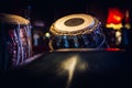 ethnic musical instrument tabla in the interior of the chill-out Royalty Free Stock Photo