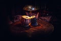 ethnic musical instrument tabla in the interior of the chill-out Royalty Free Stock Photo