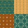 Ethnic native ornamental seamless patterns set with feather amulets, hearts, arrows, etc