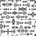 Ethnic Norwegian Icelandic seamless pattern. Runic talismans of the Vikings and northern peoples. Magic and magical