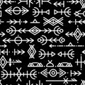 Ethnic Norwegian Icelandic seamless pattern. Runic talismans of the Vikings and northern peoples. Magic and magical