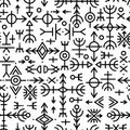 Ethnic Norwegian Icelandic seamless pattern. Runic talismans of the Vikings and northern peoples. Magic and magical