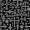 Ethnic Norwegian Icelandic seamless pattern. Runic talismans of the Vikings and northern peoples. Magic and magical