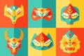 Ethnic, Origami, Carnival Mask Vector Illustration