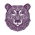 Ethnic ornamented bear. Hand drawn vector illustration with floral elements