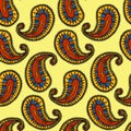 Ethnic paisley seamless pattern in vector. Endless abstract design background.