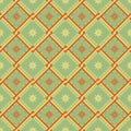 Ethnic pattern with geometric seamless flower in green background for fabric with autumn color Royalty Free Stock Photo
