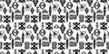 Ethnic pattern with seamless symbol elements hand drawn cultural background abstract trendy aztec african maya ancient in black