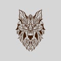 Ethnic patterned head of Wolf Front view Royalty Free Stock Photo