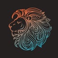 Ethnic patterned ornate hand drawn head of Lion. Black and white doodle vector illustration. Sketch for tattoo, poster Royalty Free Stock Photo