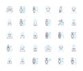 Ethnic profile linear icons set. Diversity, Culture, Heritage, Traditions, Beliefs, Identity, Multiculturalism line