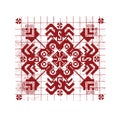 Ethnic Red Latvian Sign Ornament. Knitting Pattern Drawing