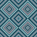 Ethnic rhombus blue tribal seamless pattern