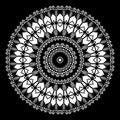 Ethnic round mandala pattern. Geometric black and white abstract vector background. Geometry shapes, circles, zig zag lines, Royalty Free Stock Photo