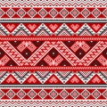 Ethnic seamless pattern with black, white, red colors Royalty Free Stock Photo