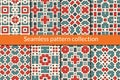 Ethnic seamless pattern collection. Folk colorful design backgrounds set. Eclectic print kit. Geometric ornamental motif Royalty Free Stock Photo