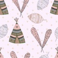 Ethnic seamless pattern design. illustration