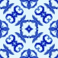 Ethnic seamless pattern. Ethnic boho ornament. Abstract batik tie dyed fabric, Shibori dyeing. Repeating background. Watercolor Royalty Free Stock Photo