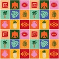 Ethnic seamless pattern in patchwork style. Stylized illustration in retro style Royalty Free Stock Photo
