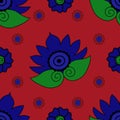 Ethnic seamless pattern. Vector background with fantasy flowers