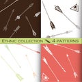 Ethnic seamless patterns collection, tribal vector patterns for design, boho patterns set