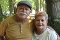 Ethnic senior couple in the park Royalty Free Stock Photo