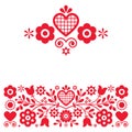 Retro Polish floral folk art vector design elements inspired by old highlanders embroidery Lachy Sadeckie from Nowy Sacz in Poland Royalty Free Stock Photo