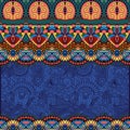 Ethnic stripe ornament on floral background