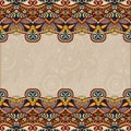 Ethnic stripe ornament on floral background