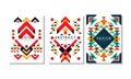 Ethnic Style Cards Set, Colorful Flyer, Brochure, Cover Templates, Geometric Abstract Background Vector Illustration Royalty Free Stock Photo