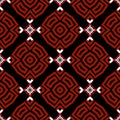 Ethnic style colorful greek vector seamless pattern. Black whitee red ornamental geometric background. Elegant repeat Royalty Free Stock Photo