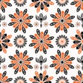 Ethnic Style Folkart Floral Vector Pattern