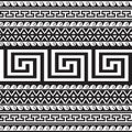 Ethnic style tribal greek borders seamless pattern. Black and white geometric striped background. greek key meanders ancient Royalty Free Stock Photo