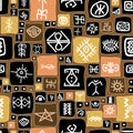 Ethnic symbols geometrical seamless pattern