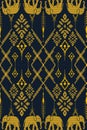 Ethnic Thai Elephant Border Seamless Pattern Traditional Silk Textile Geometric Ornament Royalty Free Stock Photo