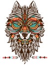 Ethnic totem of a wolf. Indian wolf. Royalty Free Stock Photo