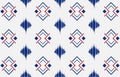 Ethnic tradition tribal Aztec blue and red seamless pattern