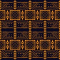 Ethnic traditional gold pattern with art deco geometric line and triangle design for abstrack background wallpaper Royalty Free Stock Photo