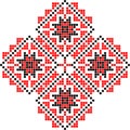 Ethnic traditional ornament. Embroidery on fabric. Patchwork texture. Weaving. Folk motif