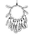 Ethnic tribal dream catcher with feathers