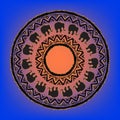 Ethnic tribal mandala with elephants