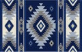 ethnic tribal traditional colorful blue aztec diamond stripe pattern