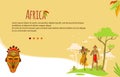 Ethnic tribe of Africa vector illustration, cartoon flat man woman tribal African villagers, ethnicity symbols of