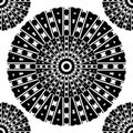 Ethnic vector round mandalas vector seamless pattern. Geometric black and white abstract background. Geometry shapes Royalty Free Stock Photo