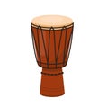 Ethnic wooden Djembe icon. African hand drum. Folk percussion musical instrument.