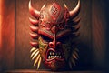 ethnic wooden red evil tiki mask south american indians