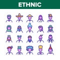 Ethnic World People Collection Icons Set Vector