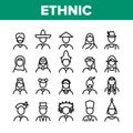 Ethnic World People Collection Icons Set Vector